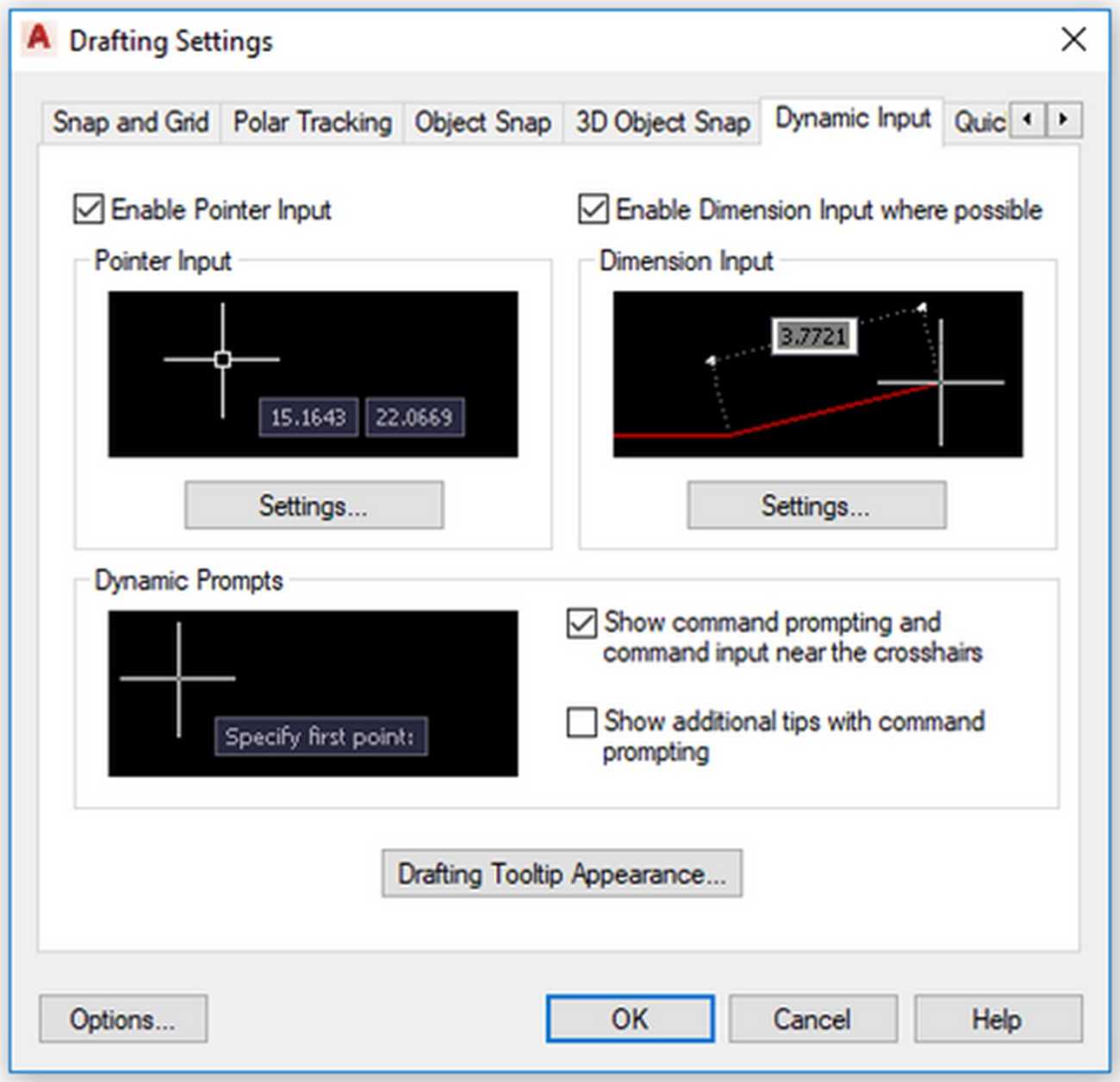 Fig.2.1.1.2 - Drafting setings - Dynamic Input aca18 draftingSettings dynInput 480464