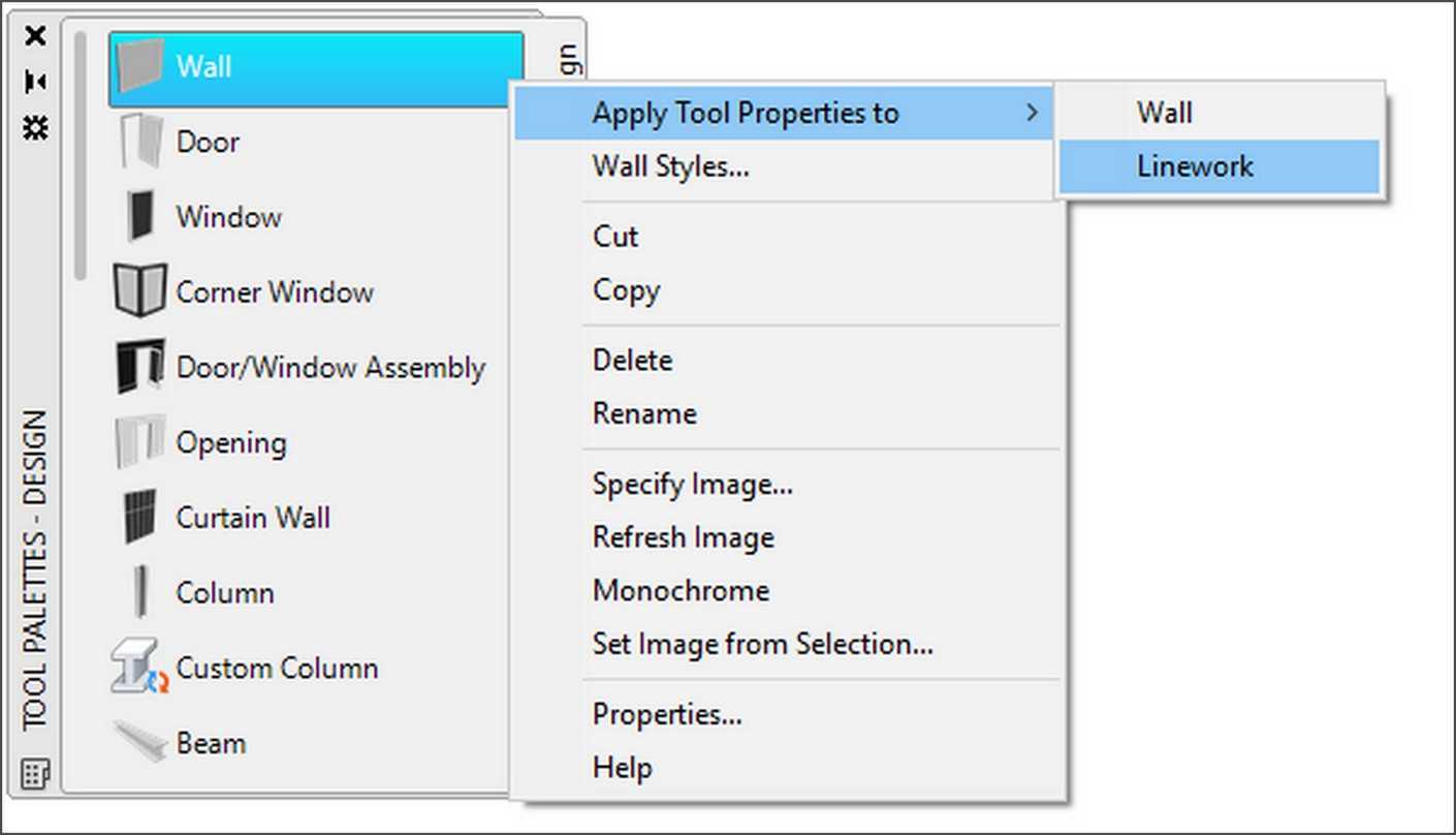 Fig.2.2.2.3- Ribbon - Design Tools aca18 thumb designPalette WallLinework 600343