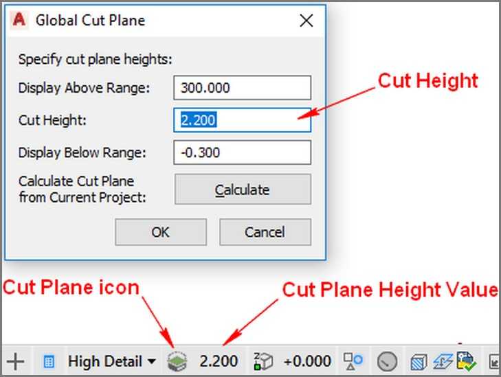 StatusBar globalCutPlane 