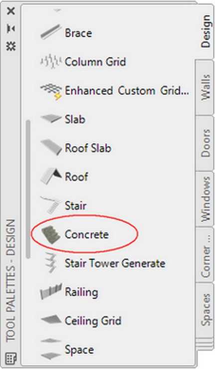 Fig.2.1.6.1 - Tool Palette - Stair aca18 toolPalet design stairConcrete t232398