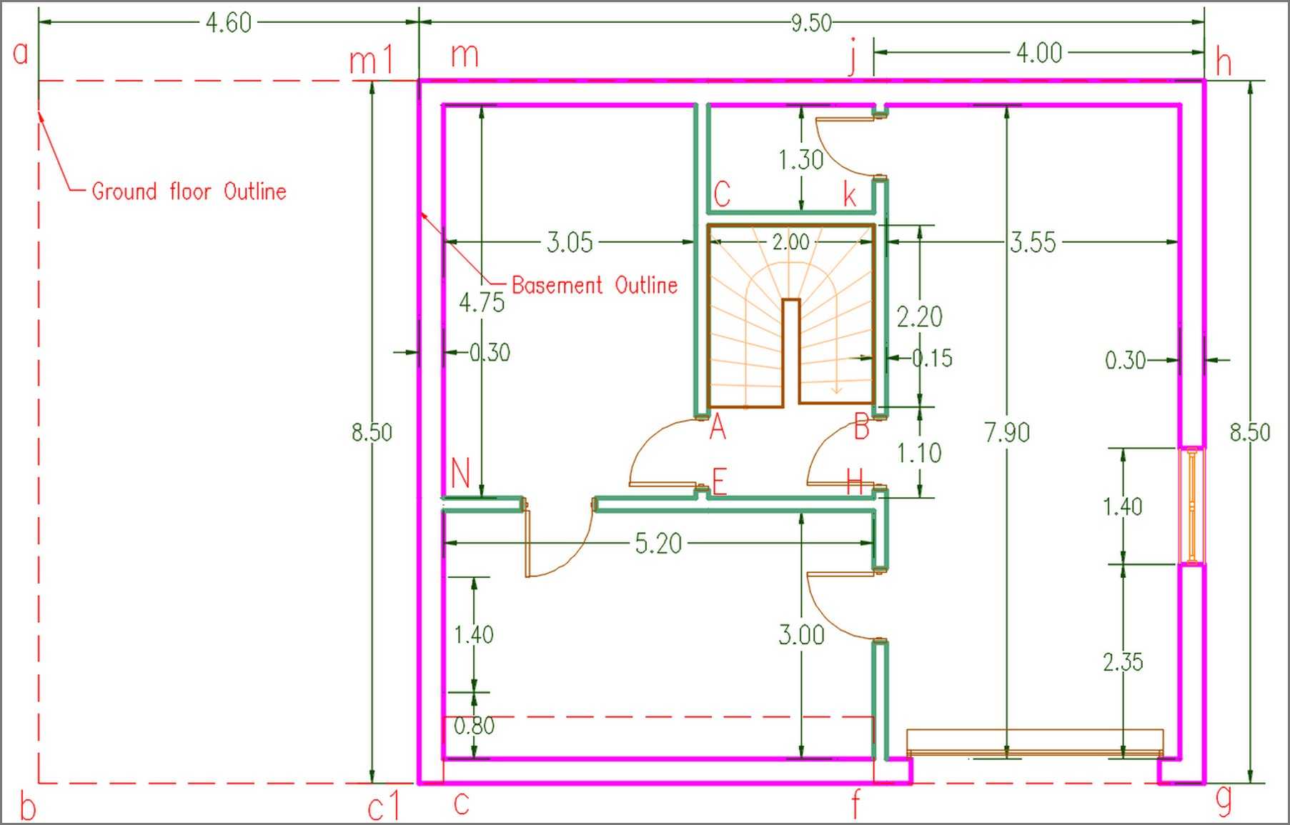 Fig.2.1.6.6 - basement stair h21190 basem stair 800480