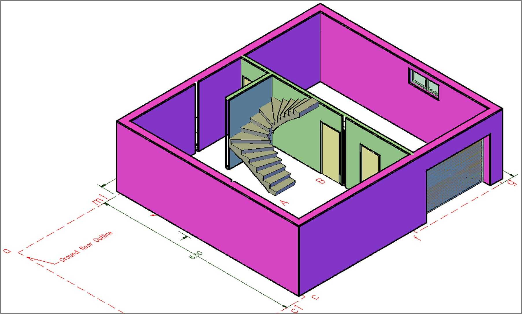 Fig.2.1.6.8 - Basement - 3d Stair- h21190 basem 3dStair 800480