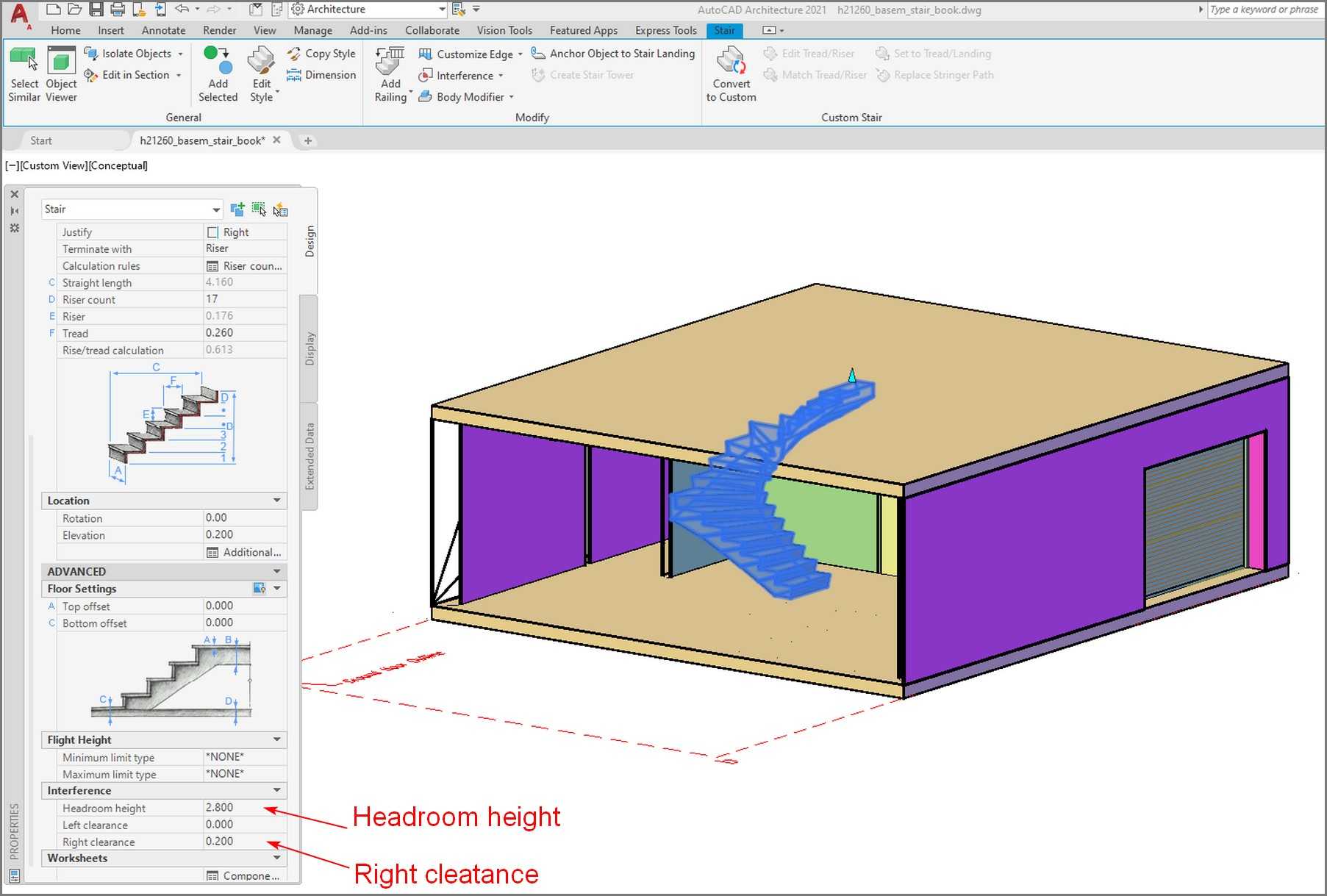 Fig.2.1.6.9 - Basement - Open a hole on slab h21190 basem 3dStairProp t800533