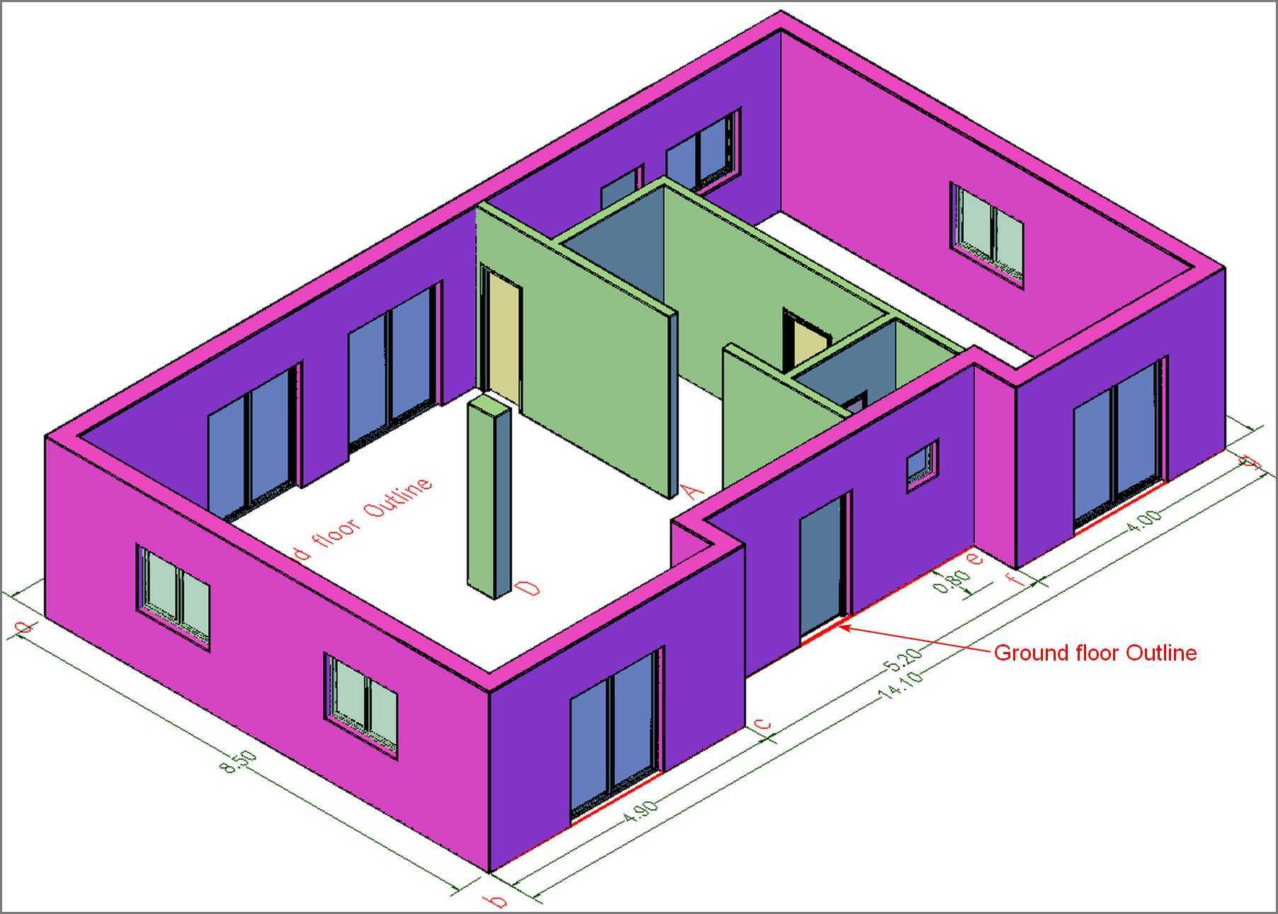Fig.2.1.6.1 - 3DView - h21190 groundFloor 3dOpenings t800533