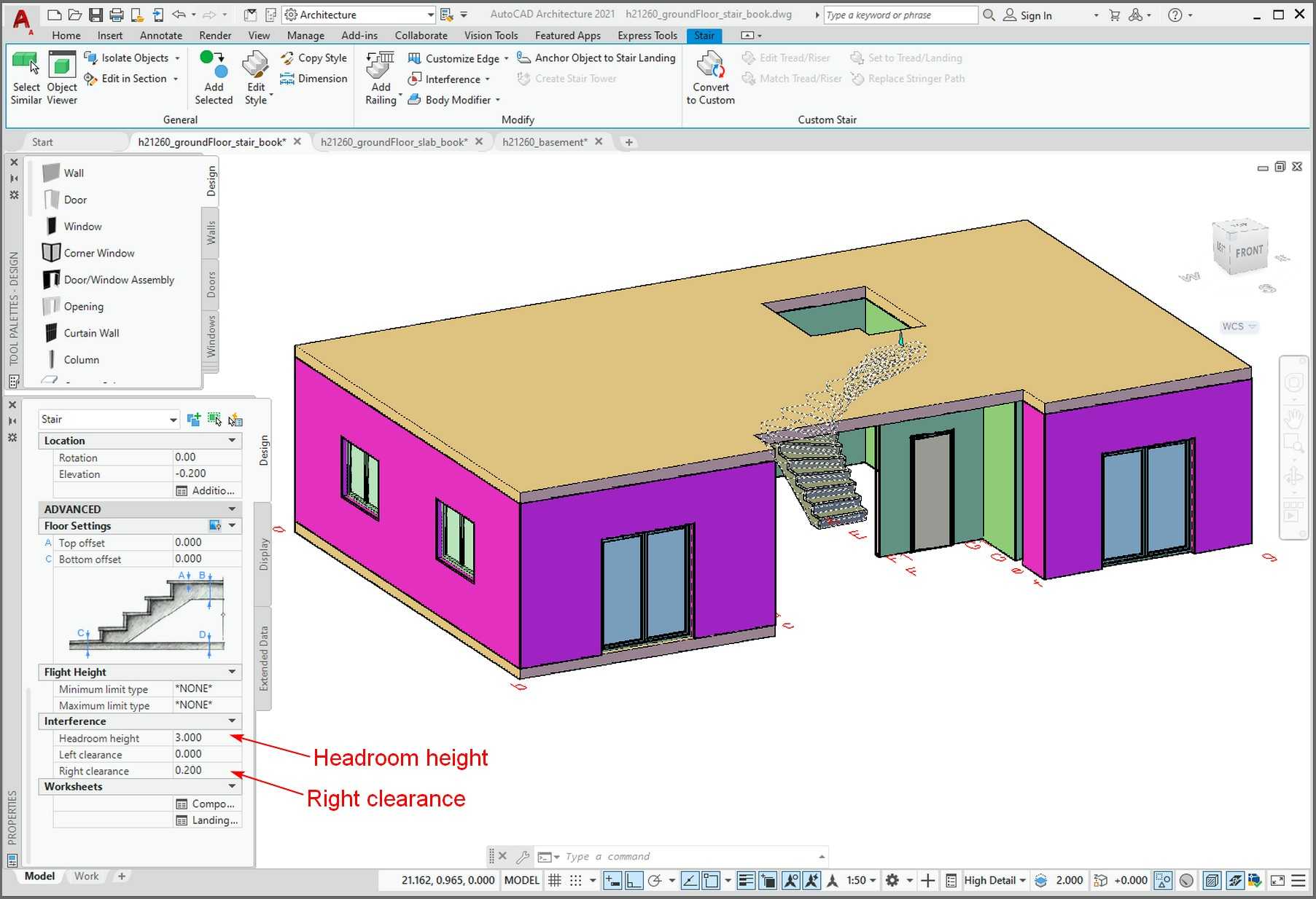 Fig.2.2.6.11 - Ground floor - Open a hole on slab h21190 groundFloor 3dStairPropInterfer t800576
