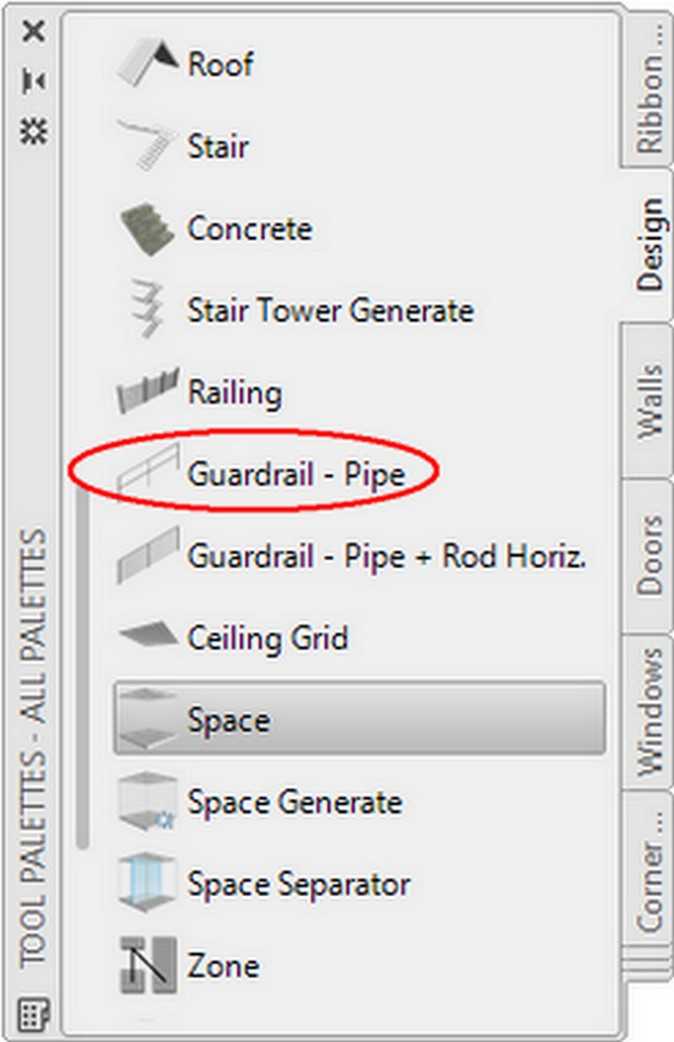 Fig.2.2.9.10 - toolPalette - Concrete stair aca18 toolPalet design guardrailPipe t232382