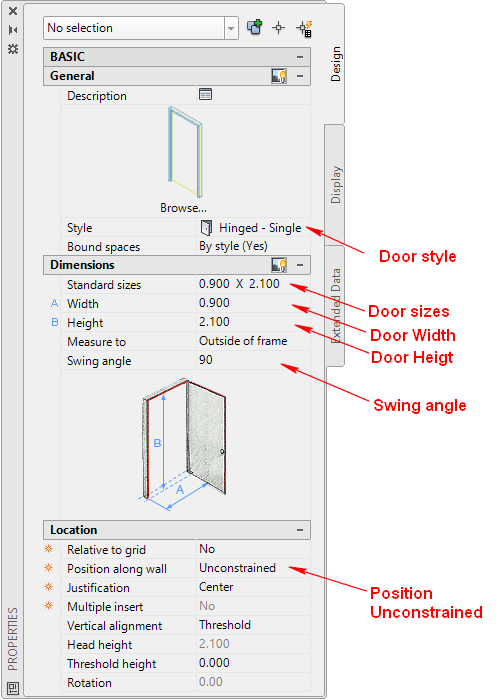 Fig.2.1.4.4 - Door Properties aca180 doorProp hingedSingle t500700