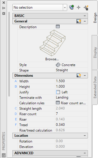Fig.2.2.7.5 - Exterior Stair properties - Stair aca180 propStair concreteExter 340550