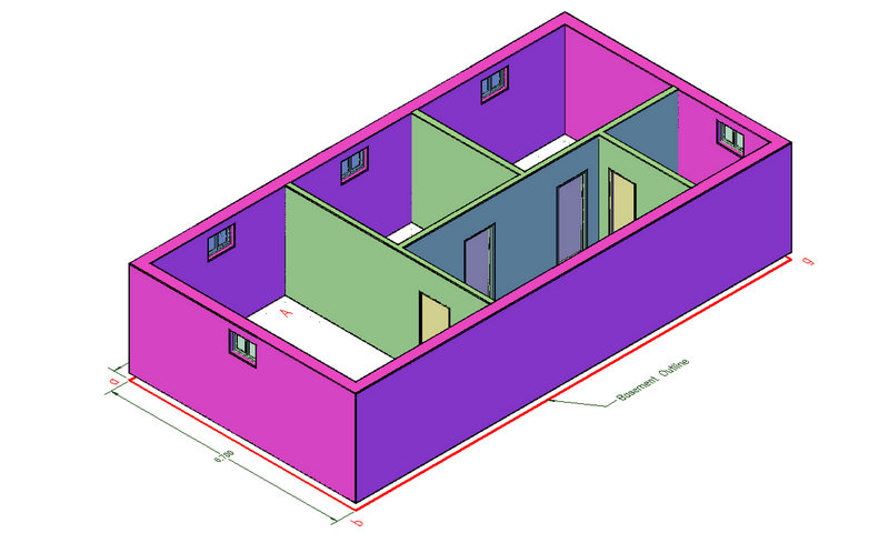 Fig.2.1.6.1 - Basement 3DView - Openings